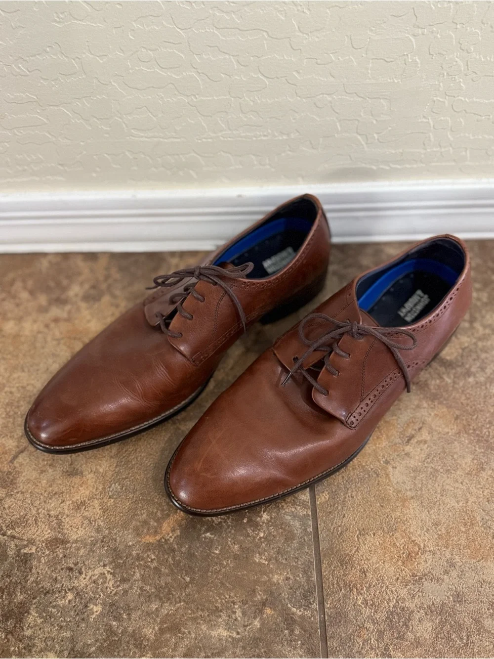 Johnston & Murphy Stockton Plain Toe Leather Oxfords Tan Brown Men's 11.5 M